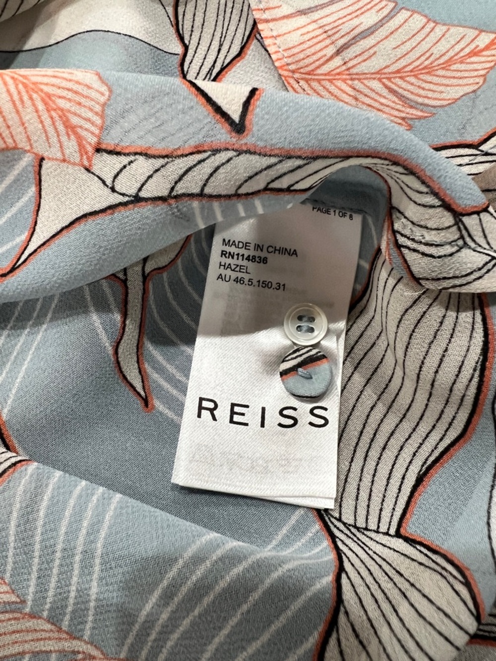 Reiss sheer leaf print blouse with Long-Sleeves - Picture 6 of 10